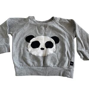 Huxbaby Unisex Boy Girl Grey Panda Applique Long Sleeve Sweatshirt size 3